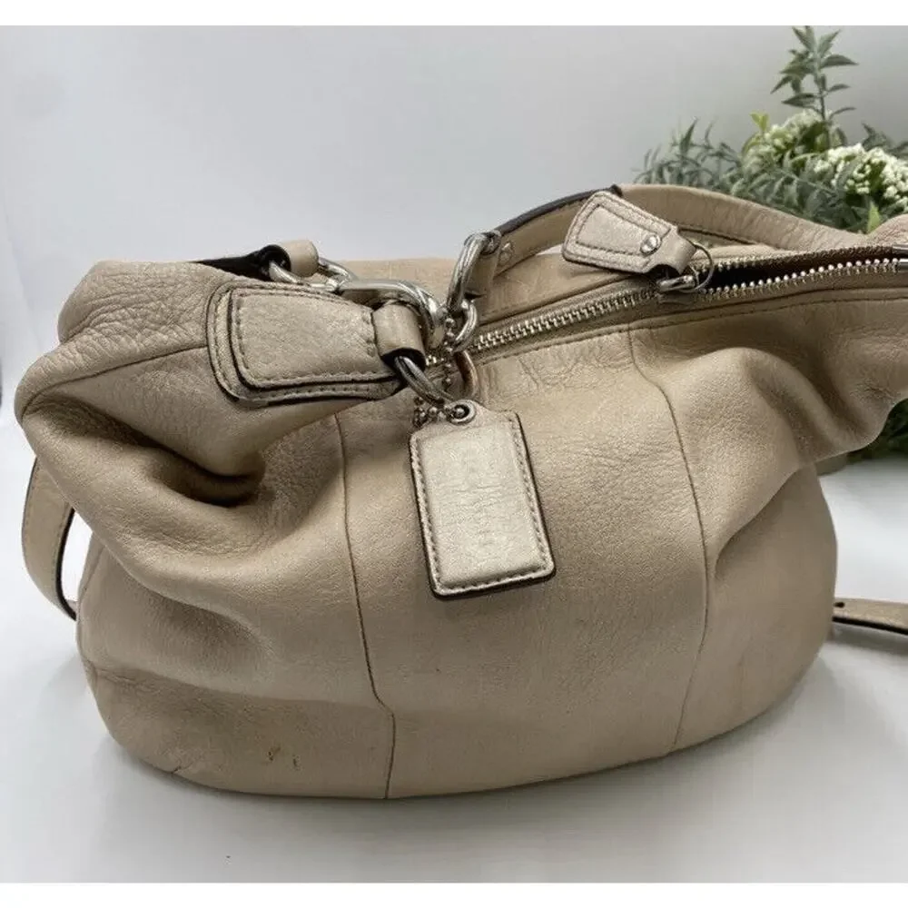 Coach 19303 Champagne Leather Hobo Style top Handle Shoulder Strap‎ BAG